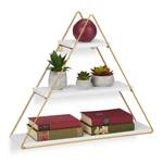 Hängeregal Pyramide 3 Ablagen Gold - Weiß - Holzwerkstoff - Metall - 62 x 54 x 15 cm