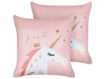 Kissen 2er Set UNIOLA Gold - Pink - Weiß - Textil - 45 x 14 x 45 cm