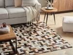 Tapis patchwork CESME Beige - Noir - Marron - Gris - Blanc - Cuir véritable - 230 x 160 x 160 cm