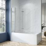 Duschabtrennung Duschwand für Badewanne Silber - Glas - 150 x 140 x 1 cm