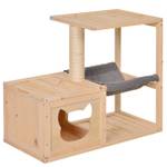 Katzenhaus D30-263 Braun - Massivholz - 35 x 60 x 70 cm