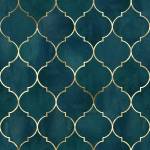 Papier Peint Motif MAROCAIN Abstraction Beige - Bleu - Vert - Papier - Textile - 53 x 1000 x 1000 cm