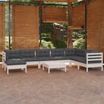 9-tlg. Garten-Lounge-Set mit Kissen Weiß Weiß