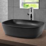 Waschbecken mit Ablaufgarnitur Schwarz - Keramik - Metall - 39 x 14 x 51 cm