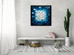 Wandbild 3D Glanz mit Tiefe Blau - Weiß - Kunststoff - Holz teilmassiv - 75 x 75 x 7 cm