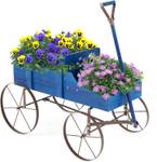 Pflanzwagen SF5884 Blau - Holzwerkstoff - 34 x 60 x 62 cm