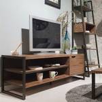 Meuble TV 1 porte 2 niches acacia métal Marron - En partie en bois massif - 150 x 50 x 45 cm