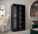 Armoire à portes coulissantes lamelo Noir - Imitation chêne - Largeur : 100 cm