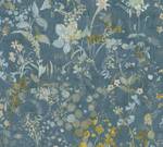 Landhaus-Tapete Floral Petrol Gelb Blau