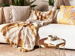 Kuscheldecke MATHURA Beige - Orange - Naturfaser - 130 x 1 x 180 cm