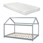 Lit cabane Cerro avec matelas Gris - 146 x 138 cm