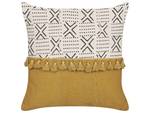 Coussin décoratif WOODI Noir - Blanc crème - Blanc - Jaune