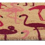 Paillasson coco avec flamants Marron - Rose foncé - Rouge - Fibres naturelles - Matière plastique - 60 x 2 x 40 cm