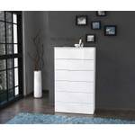 Chiffonnier 117 cm 6 tiroirs blanc laqué Blanc - Cuir synthétique - 70 x 117 x 34 cm