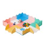 Bunte Puzzlematte mit Rand Blau - Pink - Gelb - Kunststoff - 30 x 1 x 30 cm