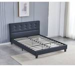 Bett aus schwarzem Kunstleder 140x200cm Schwarz - 140 x 200 cm