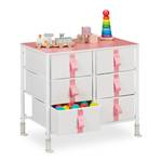 Kommode für Kinder 6 Schubladen Pink - Weiß - Holzwerkstoff - Metall - Textil - 68 x 62 x 41 cm