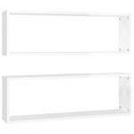 Étagère murale (lot de 2) 3016486-1 Blanc brillant - 80 x 27 x 15 cm - Nombre de pièces dans le lot : 2