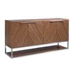 Buffet en bois de noyer et acier chromé Marron - Bois manufacturé - 160 x 80 x 46 cm