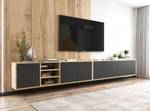 Tv-Lowboard Loft APOLLO Schwarz - Eiche Wotan Dekor