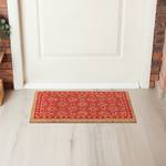 Tapis en coco avec motif floral Marron - Rouge - Fibres naturelles - Matière plastique - 60 x 2 x 40 cm