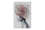 Acrylbild handgemalt Blossom of Thought Grau - Pink - Massivholz - Textil - 60 x 90 x 4 cm