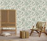 Papier Peint FLEURS Feuilles Plantes Beige - Vert - Papier - Textile - 53 x 1000 x 1000 cm