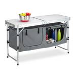 Campingtisch klappbar Grau - Silber - Holzwerkstoff - Metall - Textil - 120 x 70 x 47 cm