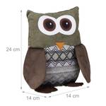 Butoir de porte Hibou en lot de 2 Marron - Vert - Blanc - Fibres naturelles - Textile - 14 x 24 x 14 cm