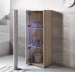 Vitrine Luke V2 Imitation truffier de Sonoma - Blanc - Hauteur : 128 cm