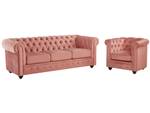 Ensemble canapé fauteuil  CHESTERFIELD Rose clair