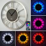 XL Wanduhr RGB Vintage ALU 脴50cm LED 3D