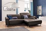 Ecksofa YORK Leder elephant Relaxfunkt. Ecke davorstehend rechts - Silber