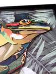 3D-Collage-Bild Frosch mit Zylinder 1 Papier - 50 x 70 x 3 cm