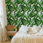 Papier Peint FEUILLES Tropicales Plantes Noir - Marron - Vert - Blanc - Papier - Textile - 53 x 1000 x 1000 cm