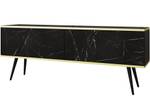 TV-Lowboard ORIS Schwarz - Gold - Marmor Schwarz Dekor - Schwarz