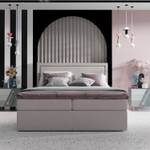 Premium Boxspringbett Jodan Stoff Megan Hellbraun - Breite: 202 cm