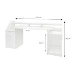 Schreibtisch mit Schublade 180x90cm Weiß Weiß - Massivholz - 55 x 91 x 180 cm