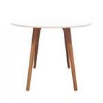 Table ronde blanche piètement bois D90cm Blanc - En partie en bois massif - 90 x 75 x 90 cm