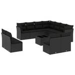 Gartensitzgruppe K3035(12-tlg) Schwarz - Massivholz - 69 x 62 x 55 cm