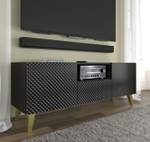 Meuble tv RAVENNA PC RTV150 2D1D Noir - Bois manufacturé - Matière plastique - 150 x 56 x 42 cm