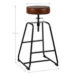 Tabouret de bar Ø 32x70-89cm brun/noir Noir - Marron - Métal - 35 x 89 x 35 cm