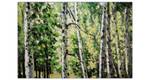 Tableau peint Salut amical de la forêt Vert - Bois massif - Textile - 120 x 80 x 4 cm