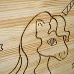Tête de lit – Unicorne – É. led. 70x100 Bois massif - 100 x 70 x 14 cm