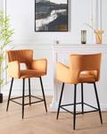 Tabouret de bar SANILAC Noir - Orange - Textile