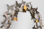 Miroir mural Lovely Butterflies Marron - Doré - Métal - 63 x 63 x 4 cm