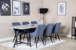 Ensemble de salle à manger Jepara 11 Bleu - Bois massif - 100 x 76 x 250 cm