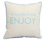 Kissenhülle Lets Lounge Enjoy Beige - Blau - Weiß - Textil - 45 x 1 x 45 cm