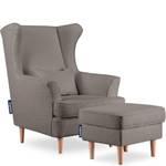 Ohrensessel STRALIS mit Sitzhocker Beige