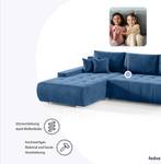 Ecksofa Dhaka L-form Links Blau - Ecke davorstehend links